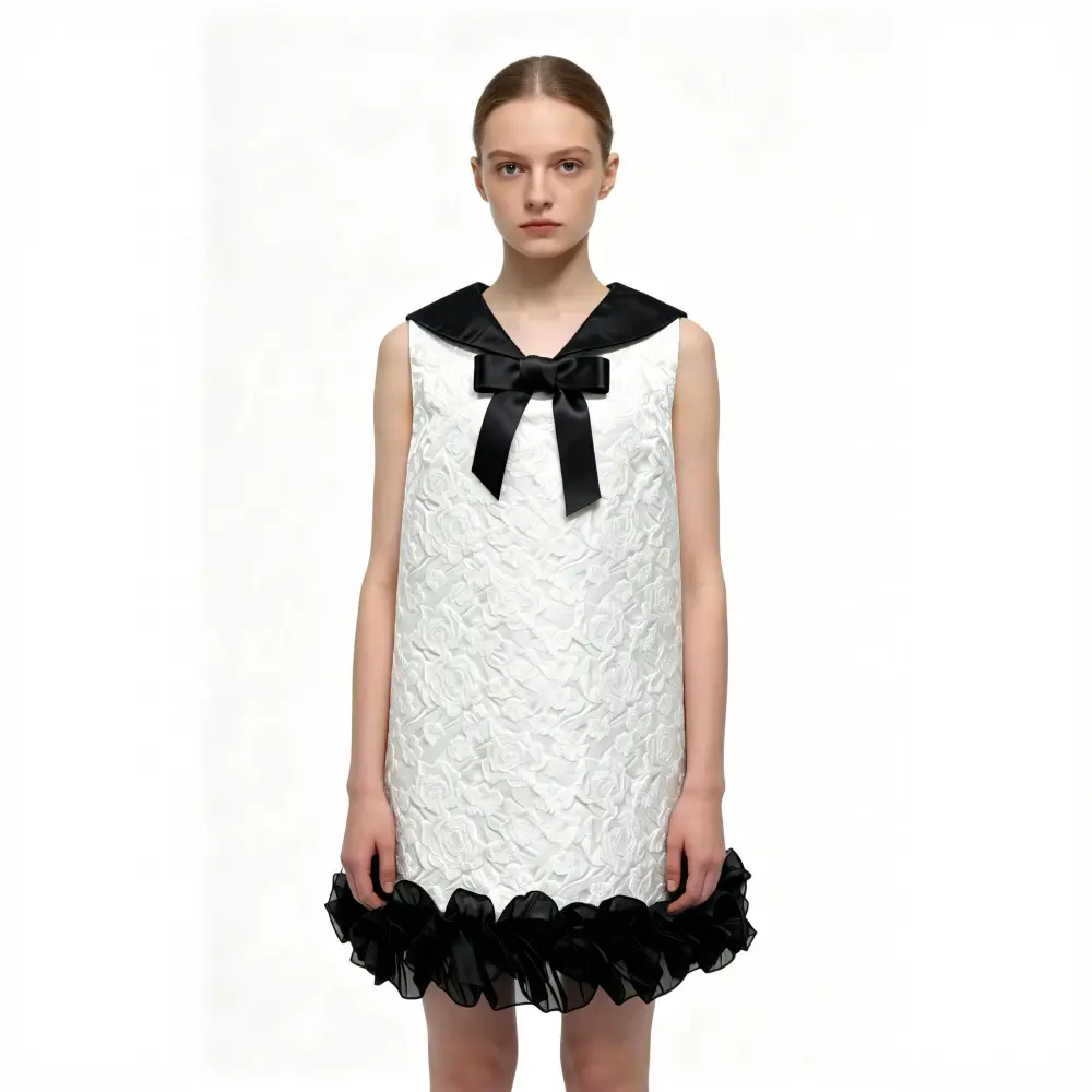 Two Tone Black and White Mini Dress Two tone black and white mini dress with contrasting collar and hem