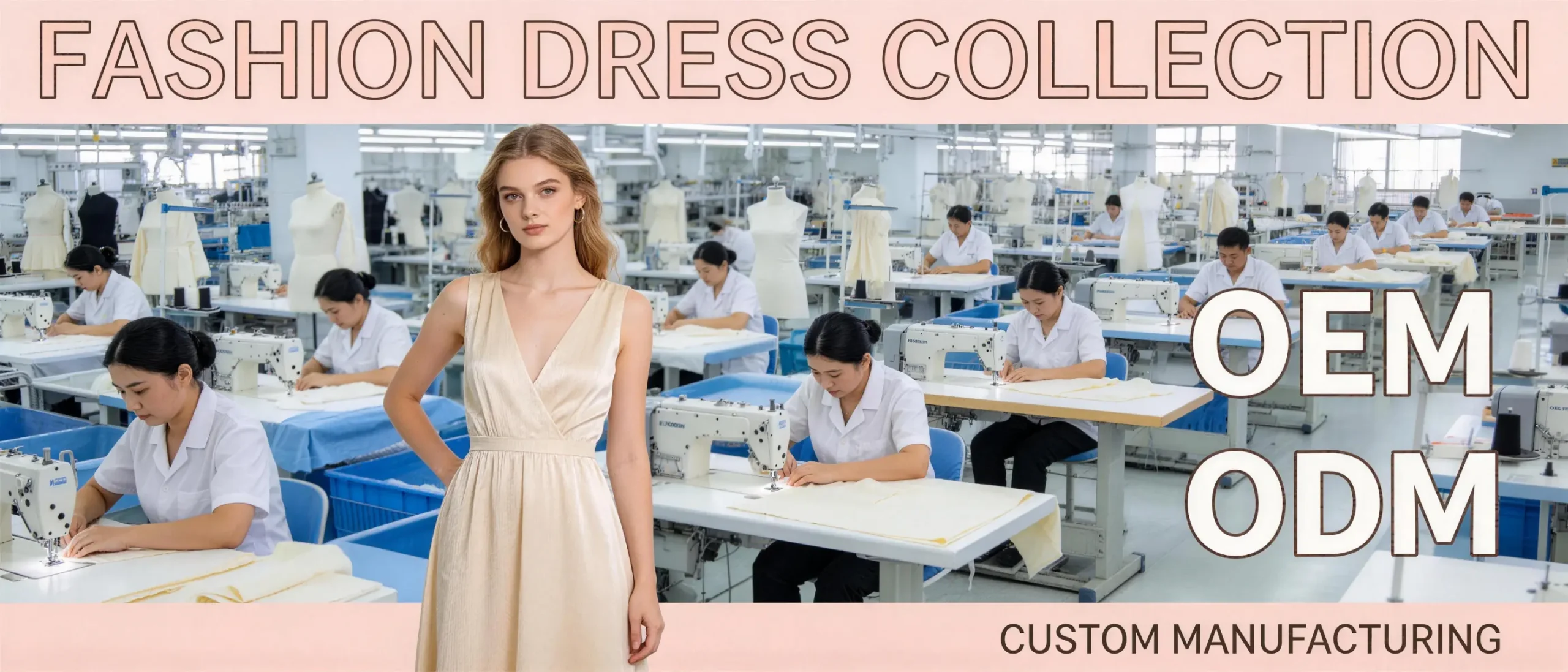 Women's dress manufacturer factory in Guangzhou producing fashion-forward apparel for wholesale