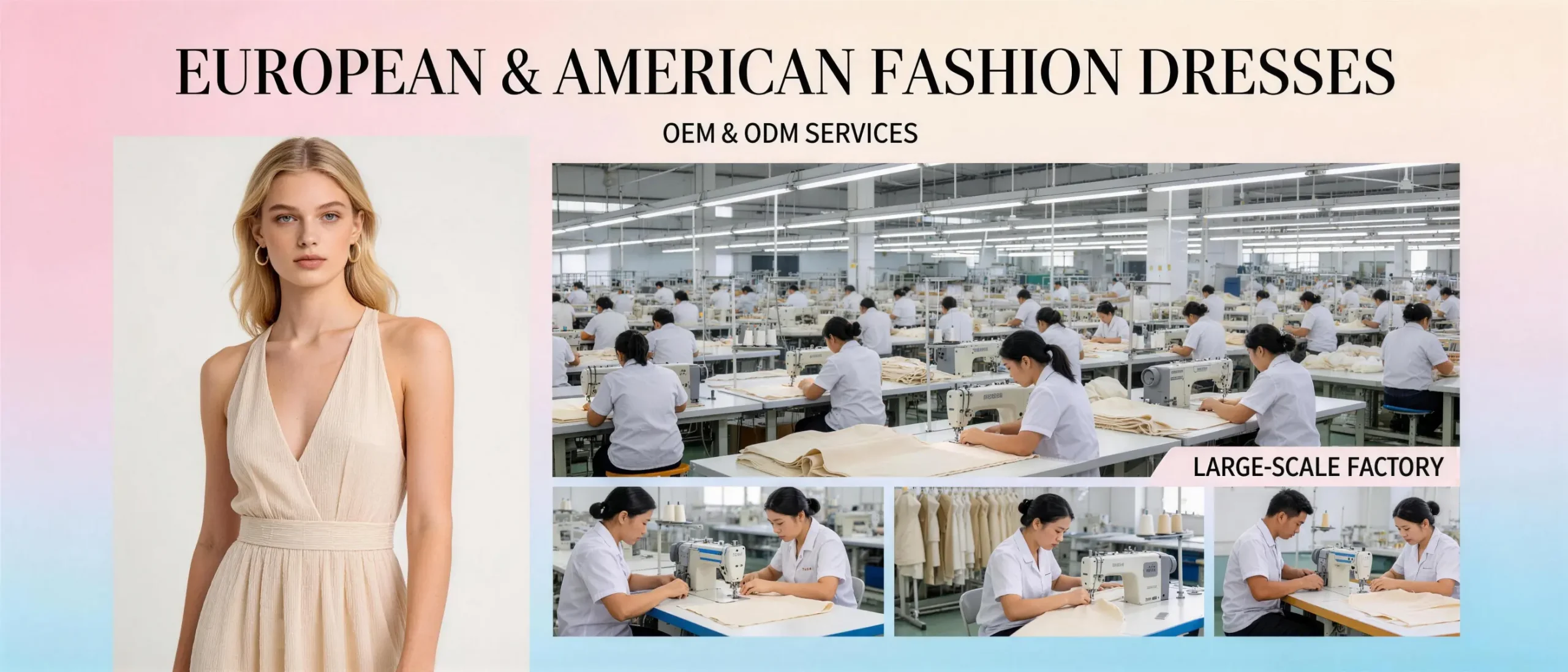 Quality control process at a women's dress factory ensuring consistent wholesale production
